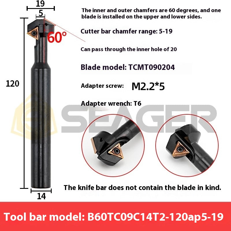 6037 45 degree inside and outside positive and negative chamfering cutter CNC rounding chamfering cutter SD SPK upper and lower bore reverse pull chamfering cutter bar Shandong Denso Pricision Tools Co.,Ltd.